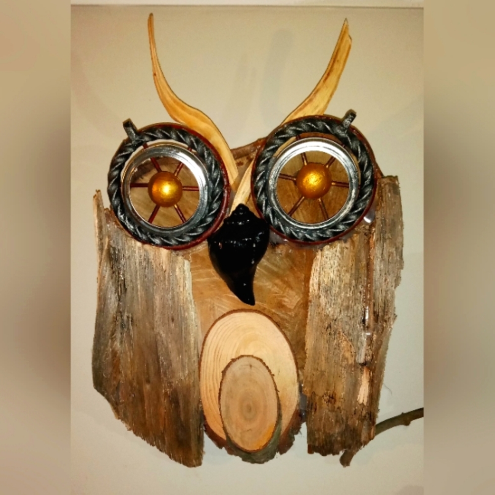 Hand Crafted Wooden Owl Wall Decor